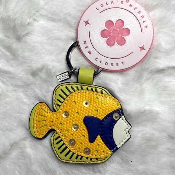 Vintage COACH y2k Fish Key Fob 1674 Bag Charm - Picture 1 of 2